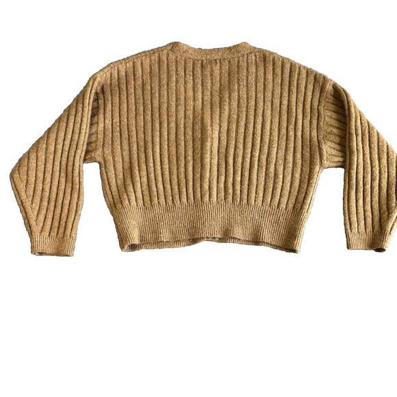 A New Day‎ Women's Crop Button Up Mustard Sweater Size M - Picture 2 of 8